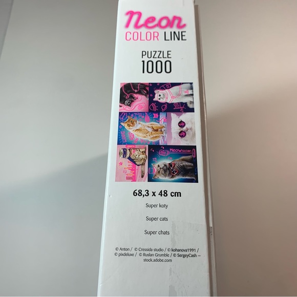 1000 piece Trefl super cats Neon color line puzzle - Picture 6 of 12